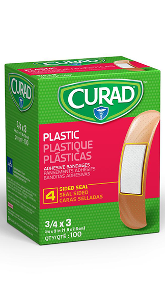 Pansement adhésif en plastique Curad (1 po x 3 po) (paquet de 100)