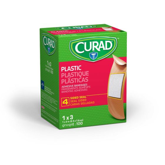 Pansement adhésif en plastique Curad (1 po x 3 po) (paquet de 100)