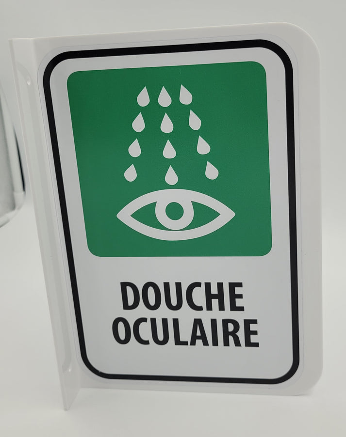 Affiche murale douche oculaire double face visavie